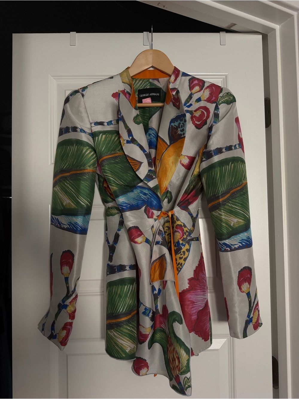 Giorgio Armani Multicolor Botanical Tie-Waist Blazer